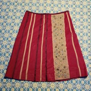 Fei for Anthropologie rose velvet skirt